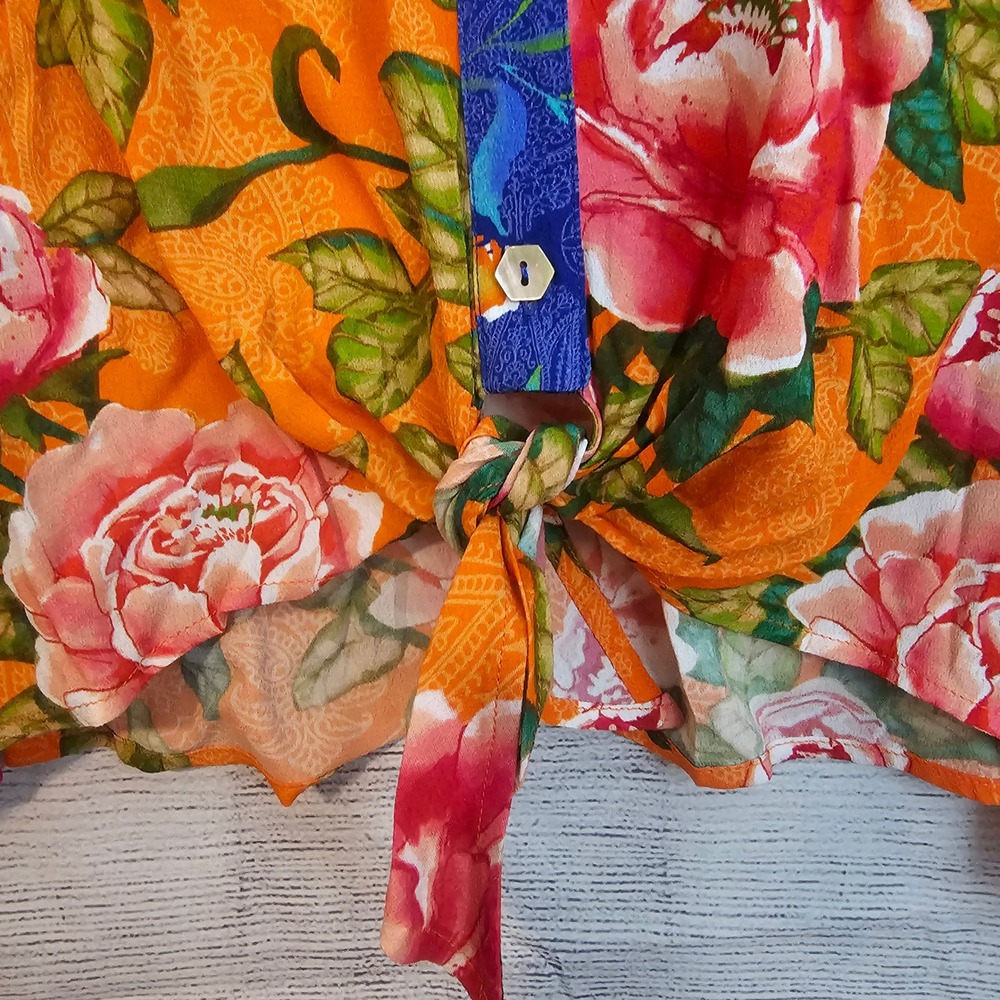 John Mark 2X Island Dreaming Floral Boho Mandarin Collar Button Shirt NWT 1222 - Picture 8 of 9